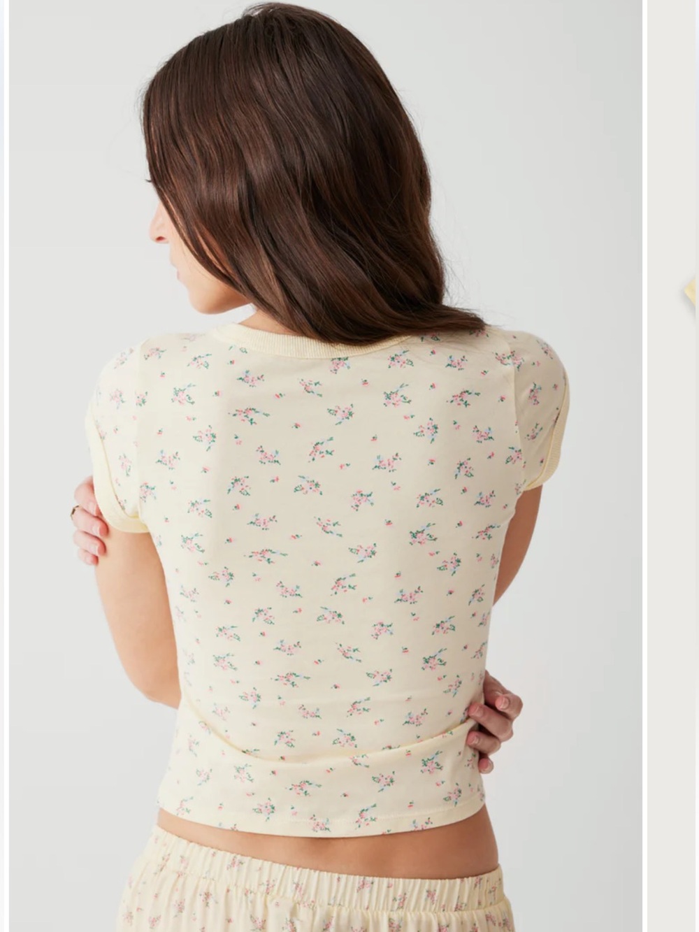 Frankie’s Bikinis Archie Floral Cotton Short Sleeve Baby Tee - Picture 3 of 4